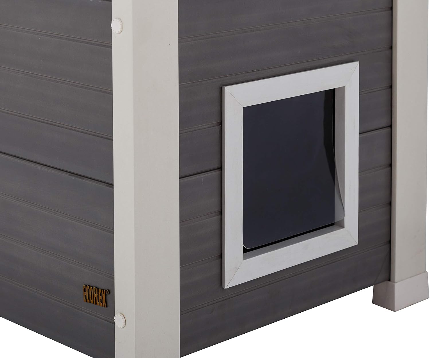 New Age Pet ECOFLEX Outdoor Cat Townhouse, Grey - Weather-Resistant Kitty Shelter, Spacious & Durable Wood Alternative, Ideal for Outdoor Felines