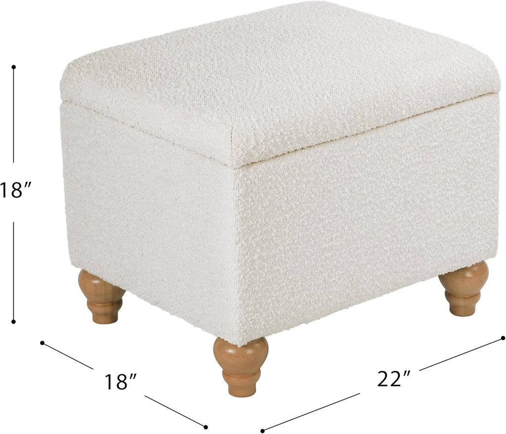 HomePop 22' Medium Rectangular Storage Ottoman - Cream Boucle