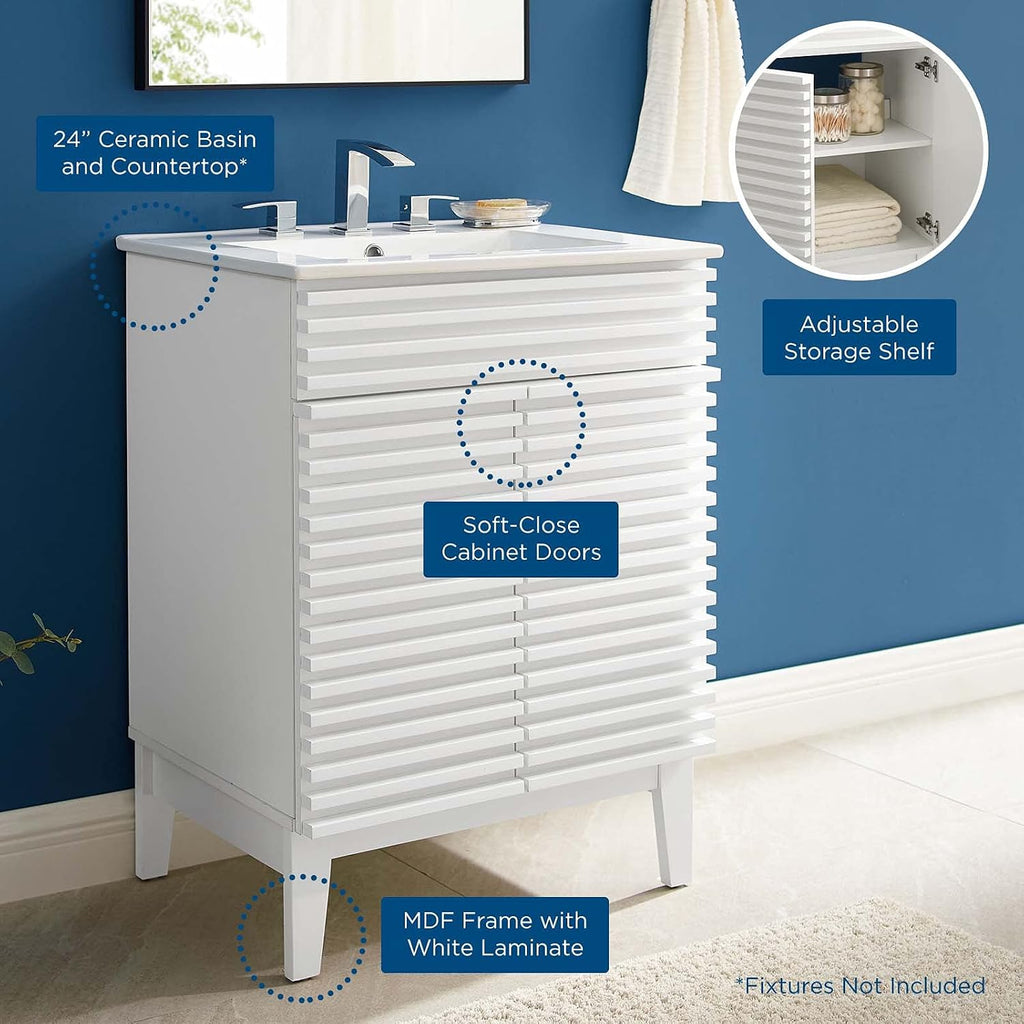 Sink Vanity Cabinet, Wood, White, Modern Contemporary, Hotel Bedroom Bathroom Master Suite Guest
