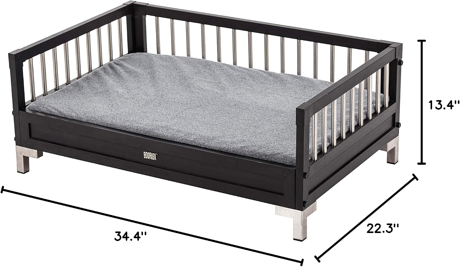 New Age Pet ecoFLEX Manhattan Raised Dog Bed w/Removable Cushion, Large, Espresso