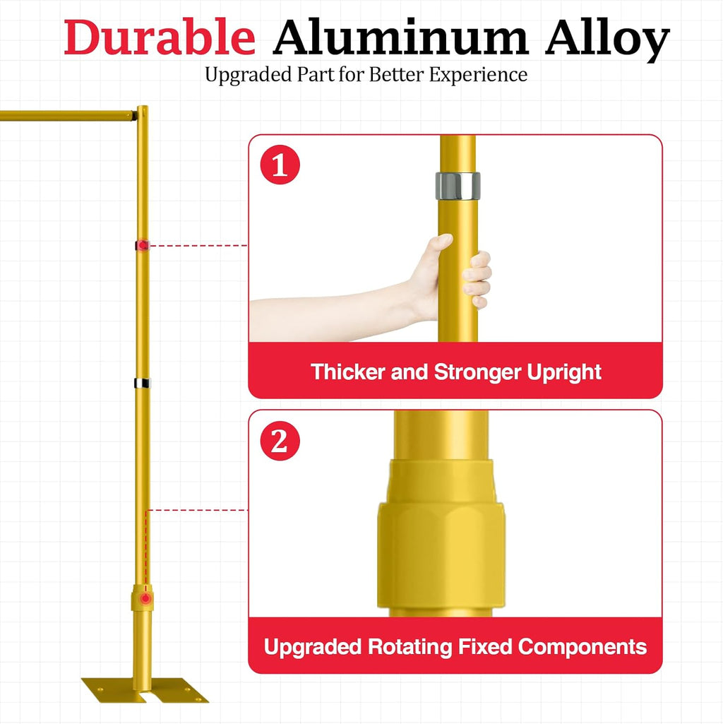 EMART Pipe and Drape Backdrop Stand Kit, 8.9ftx10ft Heavy Duty Adjustable Photo Background, Metal Frame with Flat Base for Wedding, Birthday Party, Banquet Decorations - Gold