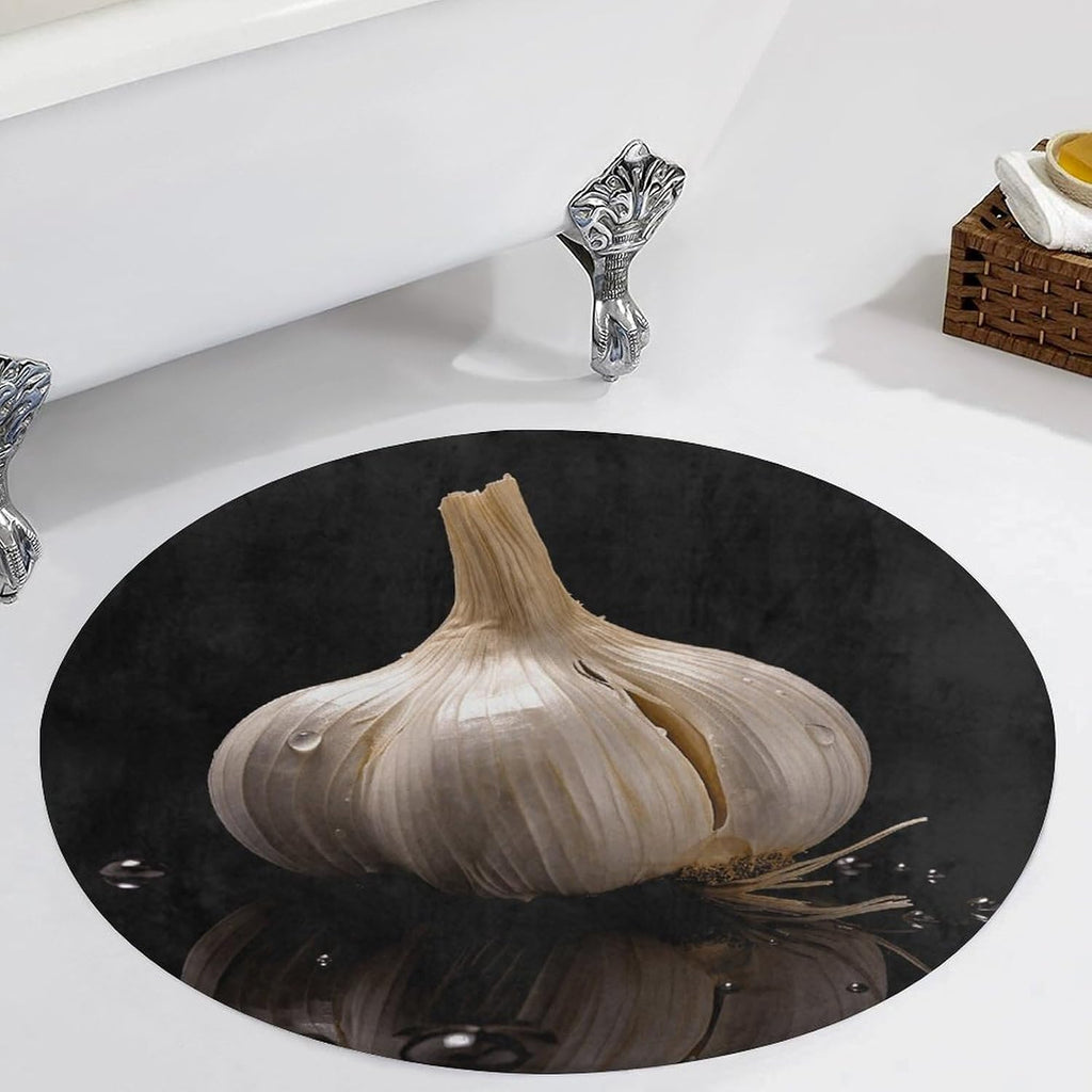 Raw Garlic Coral Velvet Round Floor Mat Non-Slip Bath Rug Floor Covering for Bathroom Vanity Guest Suite & Vacation Home