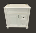 Antique White Solid Wood Single Bathroom Vanity Base Cabinet 30 inch W x 21 inch D x 32 inch H (Right Drawers)