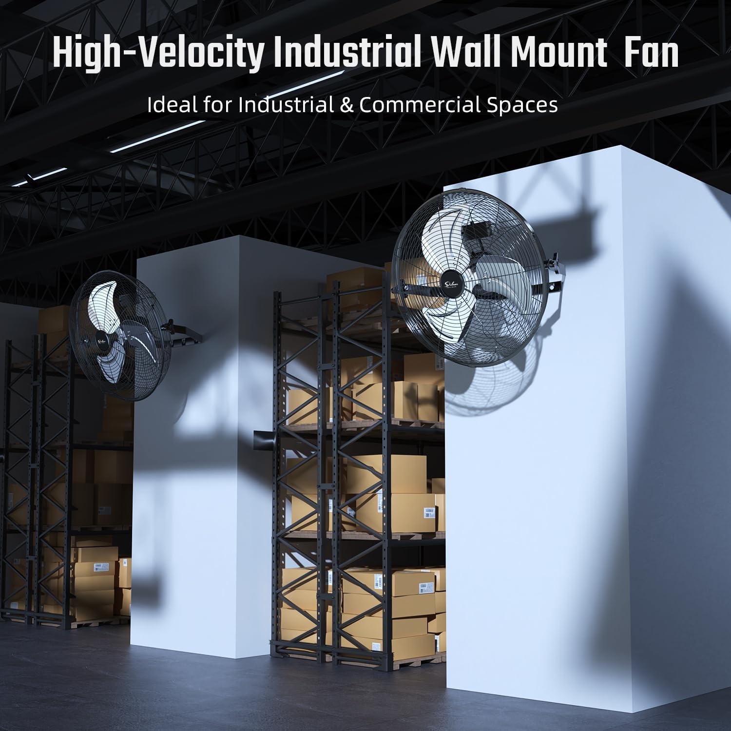 Simple Deluxe 20 Inch High Velocity 3 Speed, Black Wall-Mount Fan for Warehouse, Greenhouse, Workshop, Patio, Factory and Basement