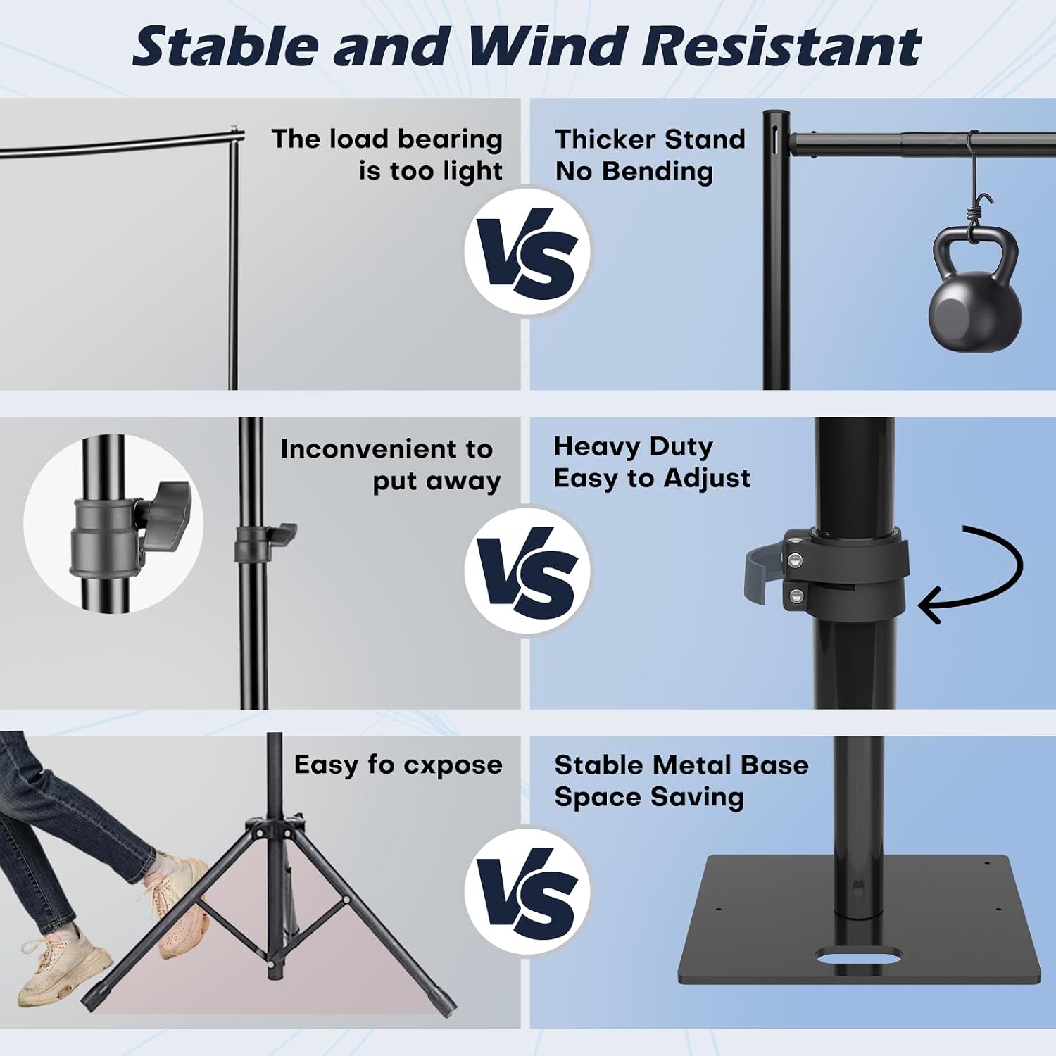TOCRETOARE Heavy Duty Backdrop Stand, 8x10ft Pipe and Drape Backdrop Stand Kit with Upgrade Clip on Telescopic Poles Frame and Metal Base, Background Holder for Parties Wedding Birthday Photography