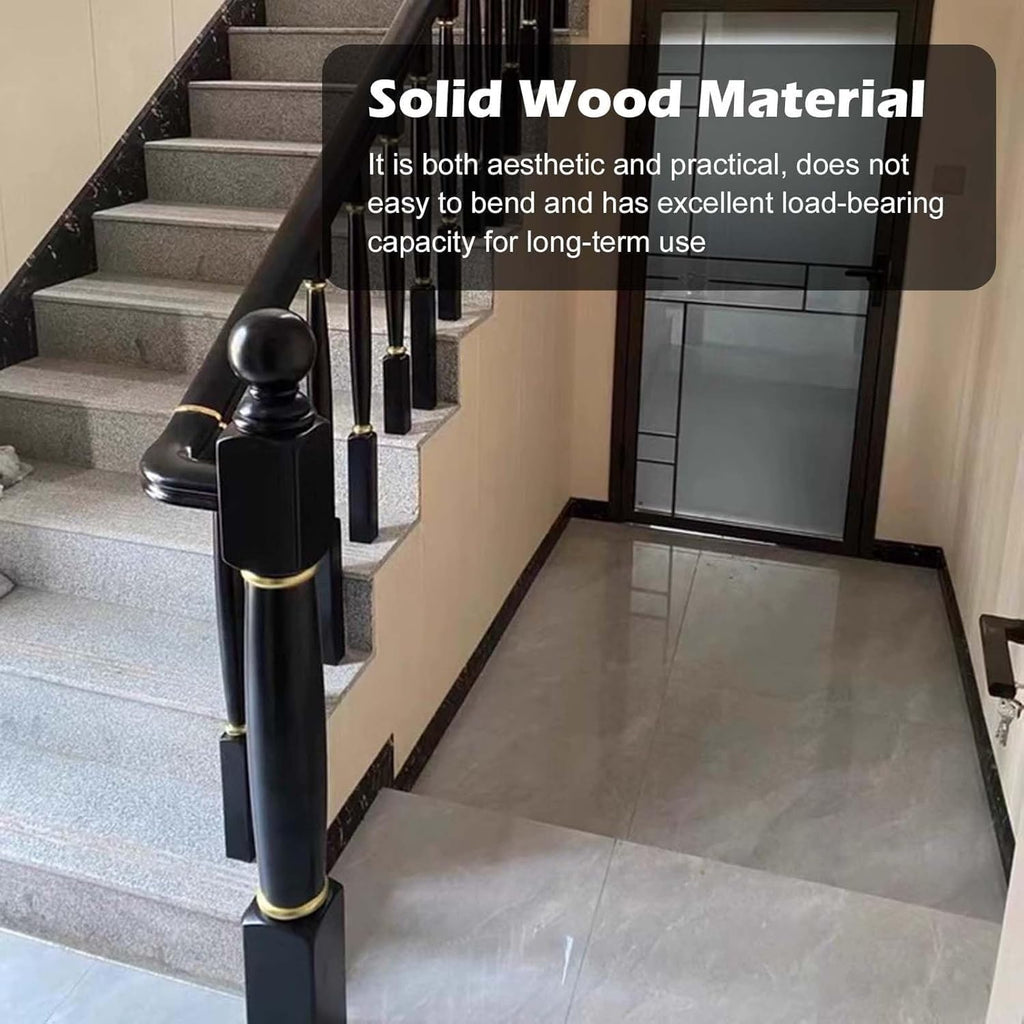 Staircase Baluster 48in High Wood Staircase Newel Post Black, Modern Decorative Stair Newel Post for Stair Remodeling