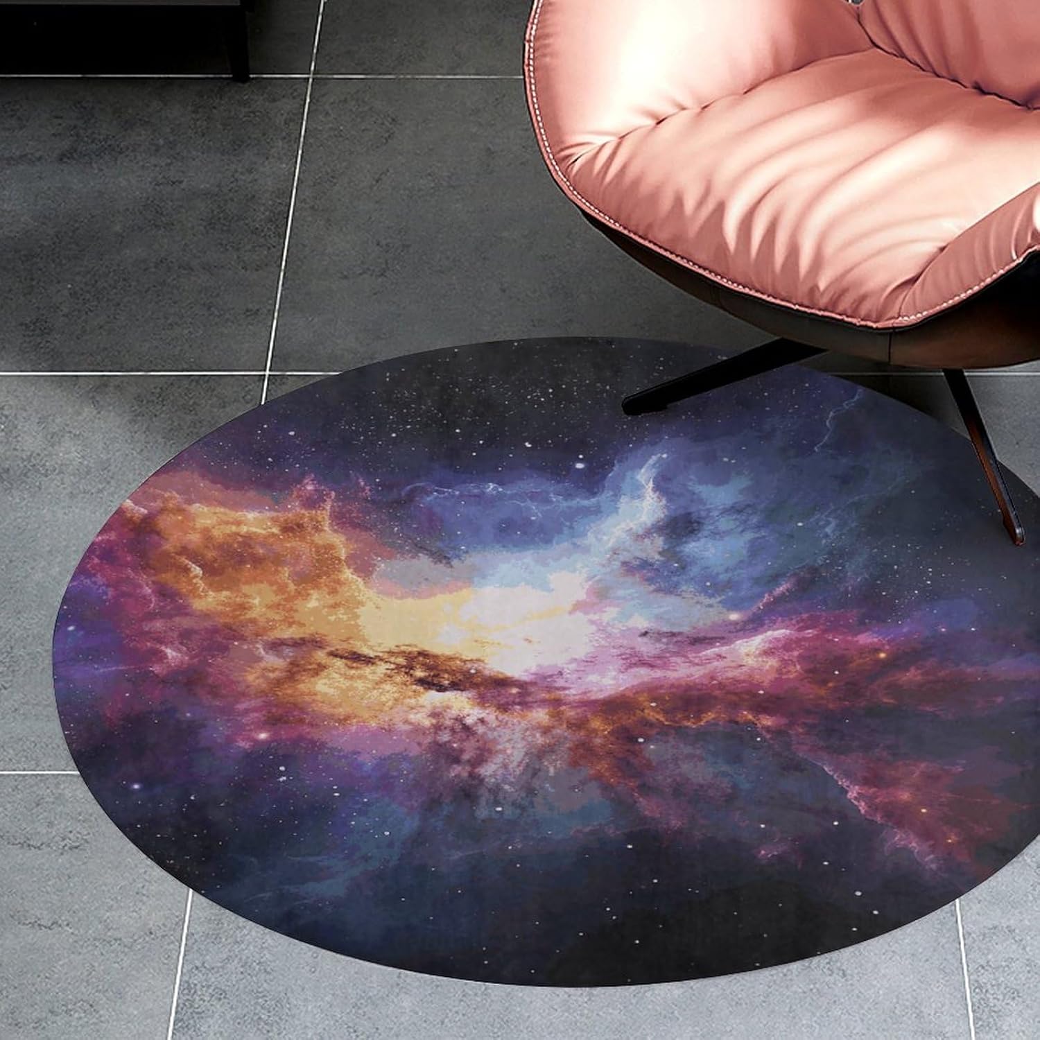 Nebula and Galaxy in The Universe Coral Velvet Round Floor Mat Non-Slip Bath Rug Floor Covering for Bathroom Vanity Guest Suite & Vacation Home