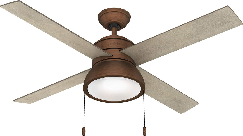 Hunter Fan Company, 51036, 52 inch Loki Weathered Copper Ceiling Fan with LED Light Kit and Pull Chain