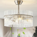 SYDACG 20' Silver and Clear Crystal Fandelier Ceiling Fan with Light, Mid-Century Chandelier Ceiling Fan with Light Remote Control, 6 Speeds for Bedroom, Nursery, Living Room