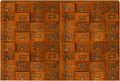 Huge Modular Stackable Against Wall 64-Drawer Apothecary Curio Cabinet Vintage Wood - Card Catalog Library Desk Storage Box Drawer w/ Label Holders Handles - Multi Level Countertop and Craft Organizer