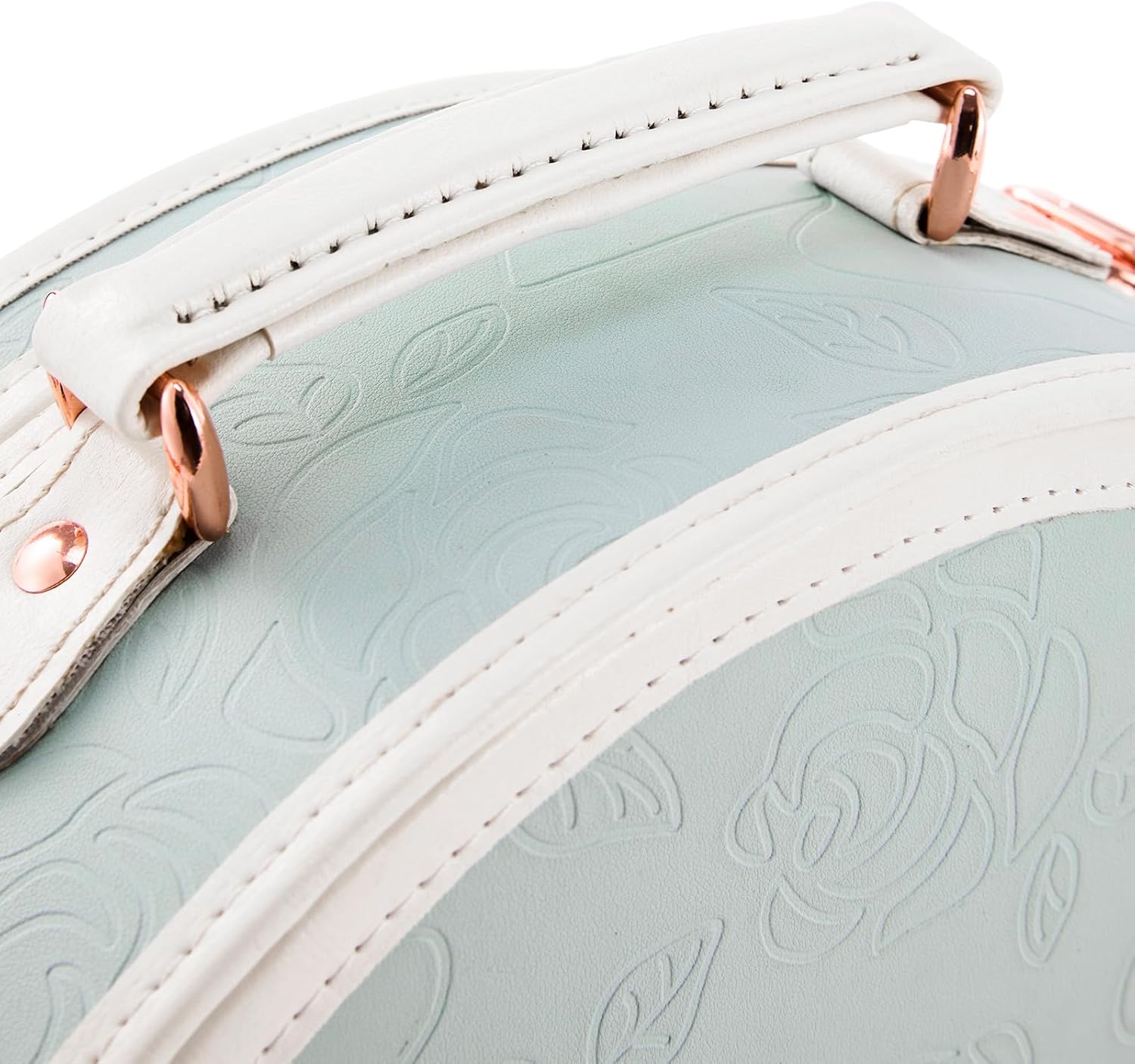COTRUNKAGE Small Floral Round Hat Box Vintage Luggage Cosmetic Case, D.12/Embossed Blue