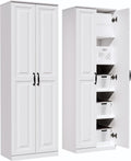 Storage Cabinet/Pantry cabinets, Soft White Finish, 71' Tall Wood Cupboard with 2 Door and 3 Adjustable Shelves for Kitchen, Dining Room, Living Room, Bathroom (Style 1) | Wood Cupboard