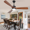 52 inch Wood Ceiling Fans with Lights, Modern Ceiling Fan with Lights and Remote Control for Patios, 3 Color light, 6 Speed，DC Motor for Living Room Bedroom Outdoor