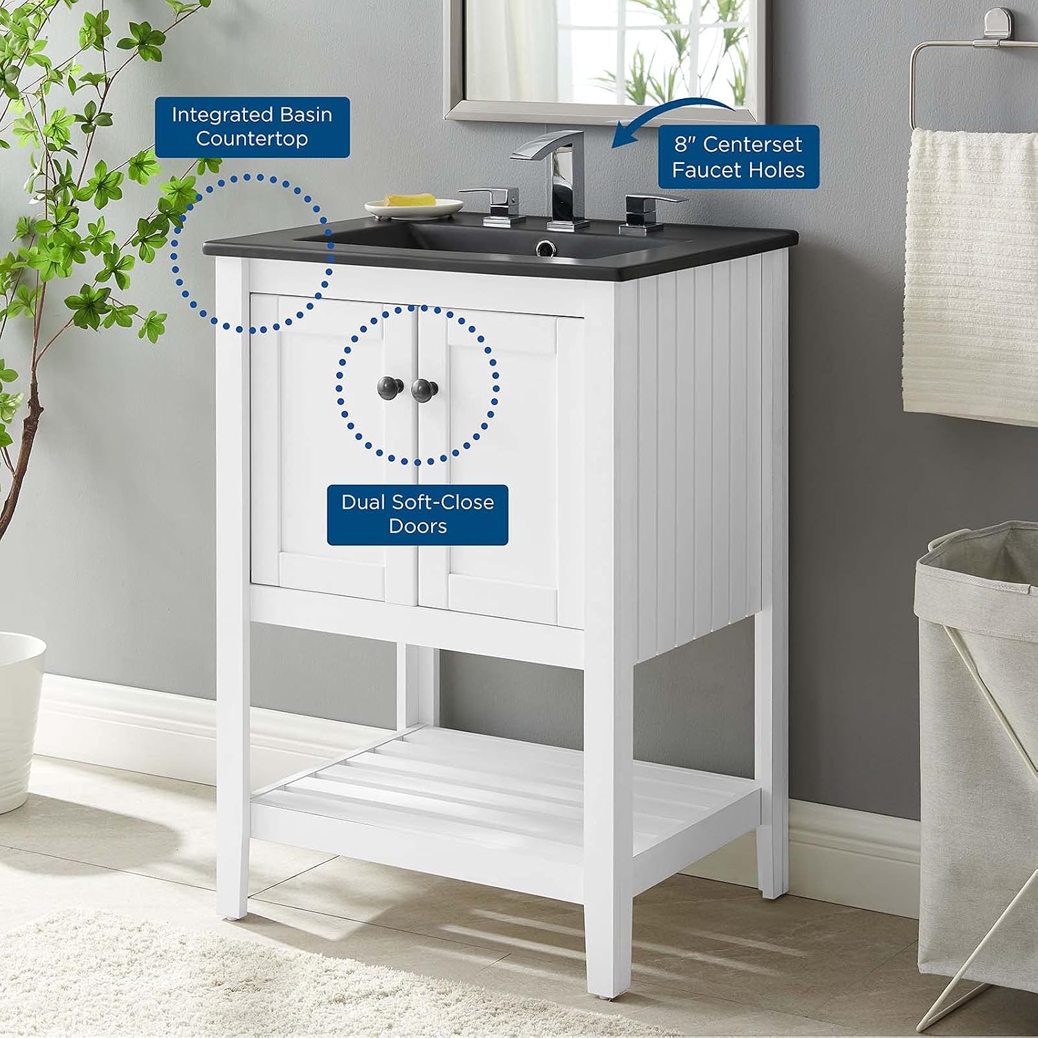 Sink Vanity Cabinet, Wood, White Black, Modern Contemporary, Hotel Bedroom Bathroom Master Suite