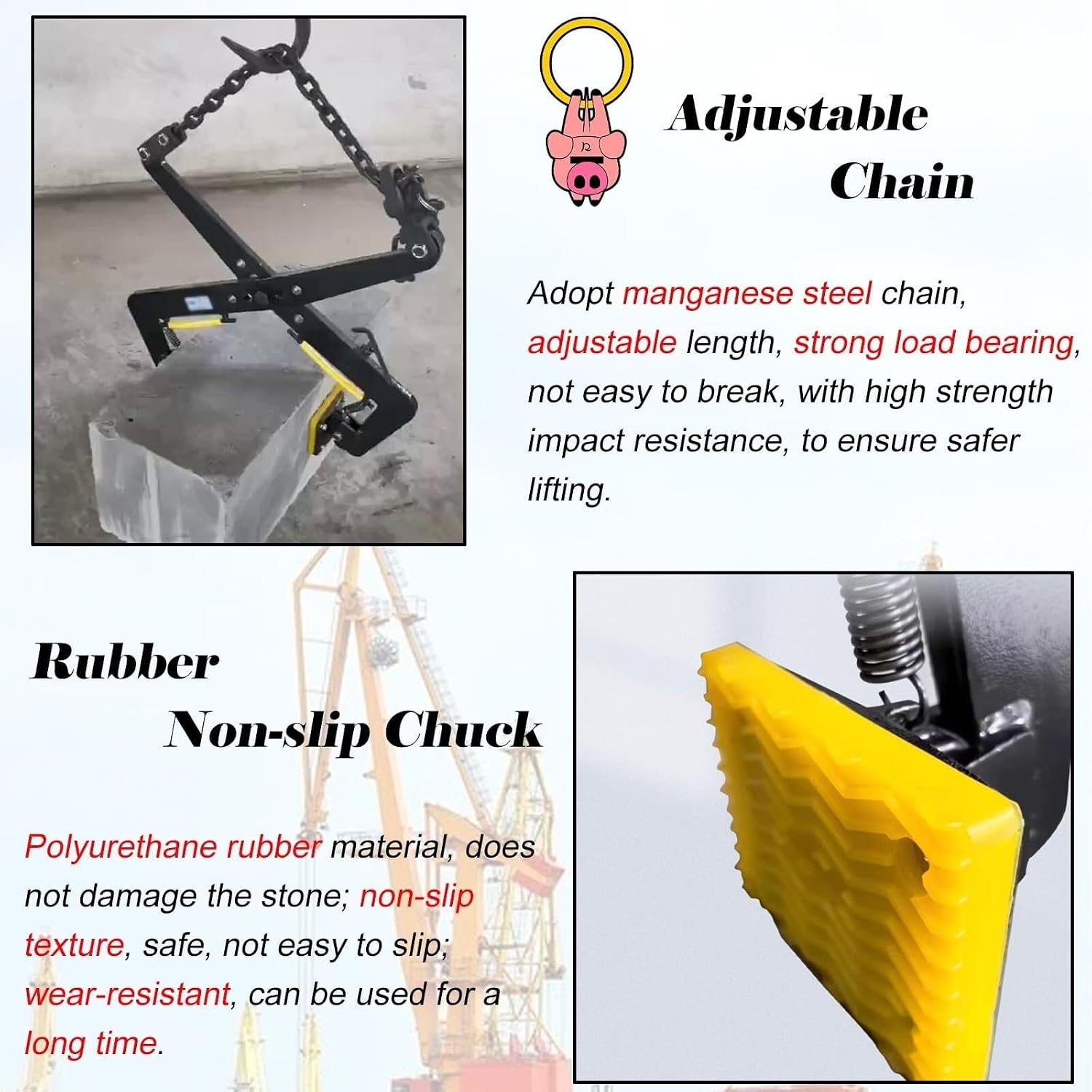 Granite Slab Lifting Clamp Stone Heavy Duty Lifting Clamps for Granite Stone Marble Slate Rock Brick(12in)