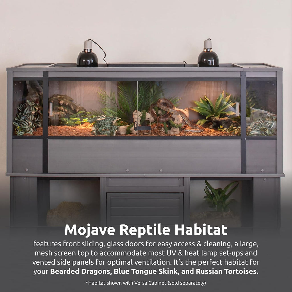 New Age Pet ECOFLEX 60' Wide X-Large Reptile Habitat, Mojave Lounge for Snakes, Tortoises & Lizards in Maple, Black & Grey, Easy Assembly, Sliding Glass Doors & Mesh Top