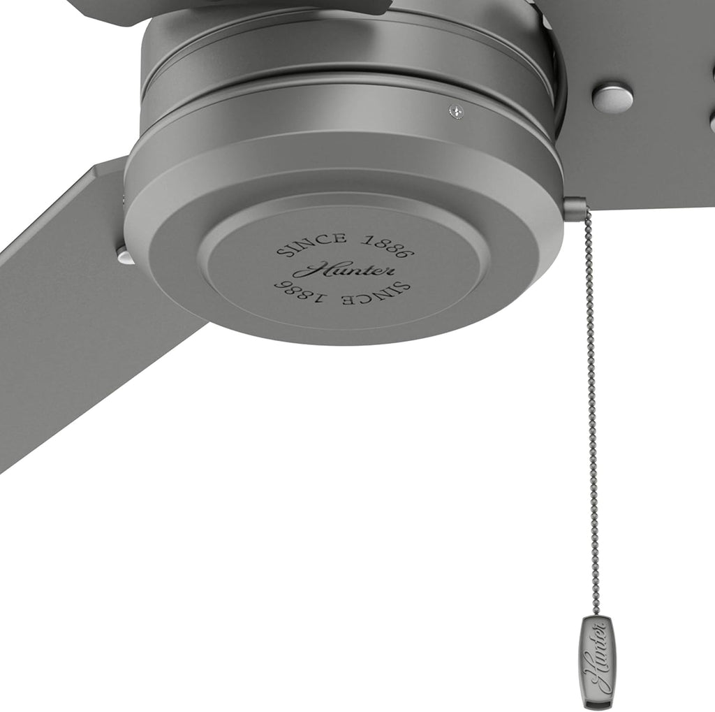 Hunter Fan 44 inch Contemporary Matte Silver Outdoor Ceiling Fan with Pull Chain (Renewed)