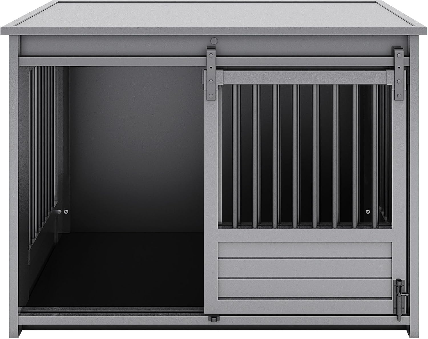 New Age Pet ECOFLEX Barn Door Dog Crate & End Table, Indoor Furniture Style Kennel for Medium & Large Dogs, Durable, Non Toxic Composite, Espresso Black, Large