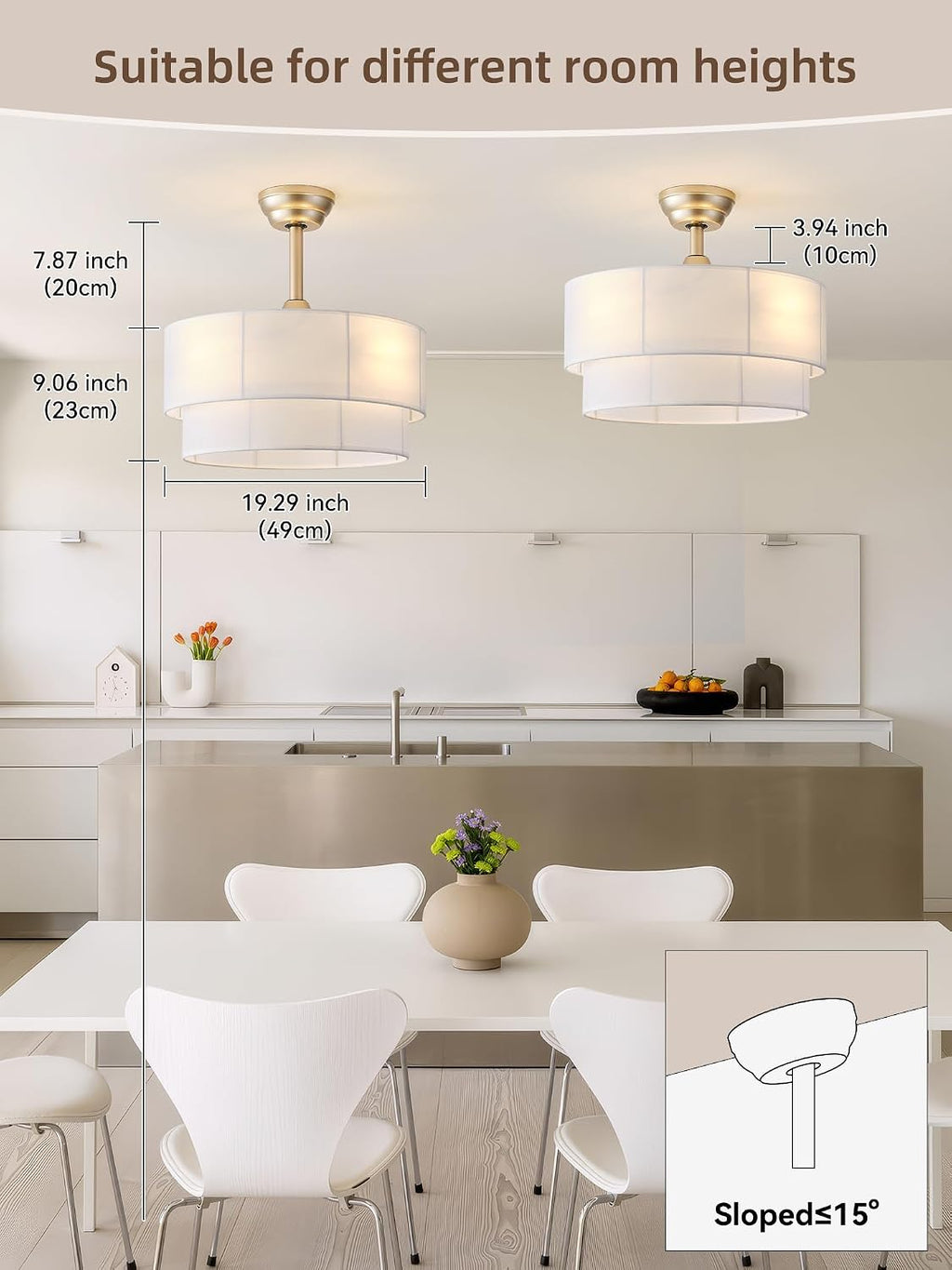 20' Boho Fandelier Ceiling Fans with Lights, Fabric Chandelier Ceiling Fan with Light Remote Control, Caged with 6 Speeds for Living Room, Bedroom, Nursery.