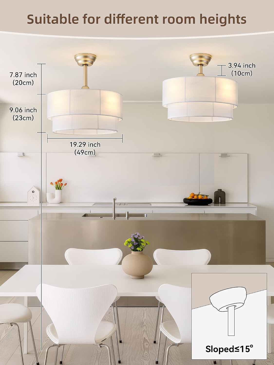 20' Boho Fandelier Ceiling Fans with Lights, Fabric Chandelier Ceiling Fan with Light Remote Control, Caged with 6 Speeds for Living Room, Bedroom, Nursery.