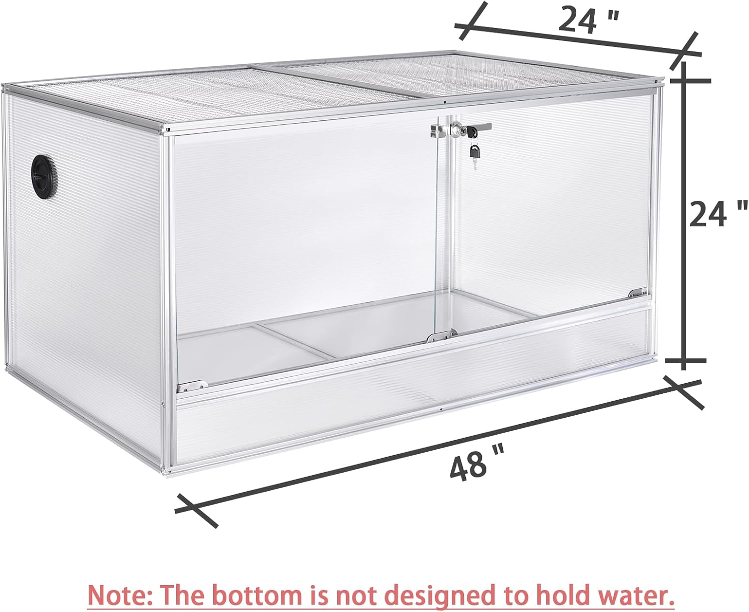 120 Gallon Bearded Dragon Tank, 48 x 24 x 24 Reptile Enclosure with Lockable Sliding Glass Doors and Top Screen Ventilation for Easy Maintenance