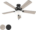 Hunter Fan 52 Inch Casual Matte Black Finish Indoor Ceiling Fan with LED Light Kit and Pull Chain (Renewed)