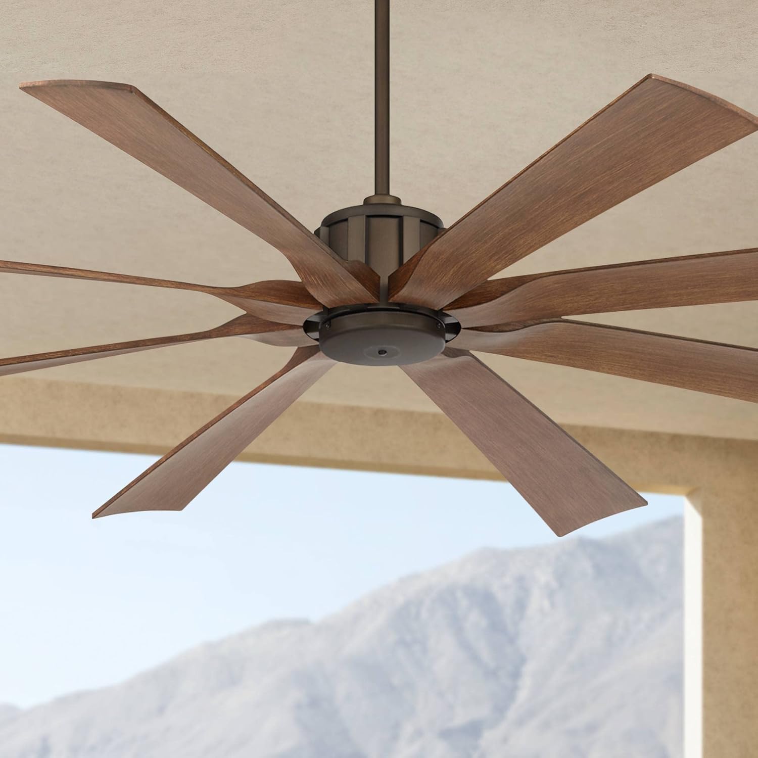 Possini Euro Design 70' Defender Industrial Rustic Farmhouse Indoor Outdoor Ceiling Fan with Remote Control Oil Rubbed Bronze Koa Damp Rated for Patio Exterior House Home Porch Gazebo Garage Barn