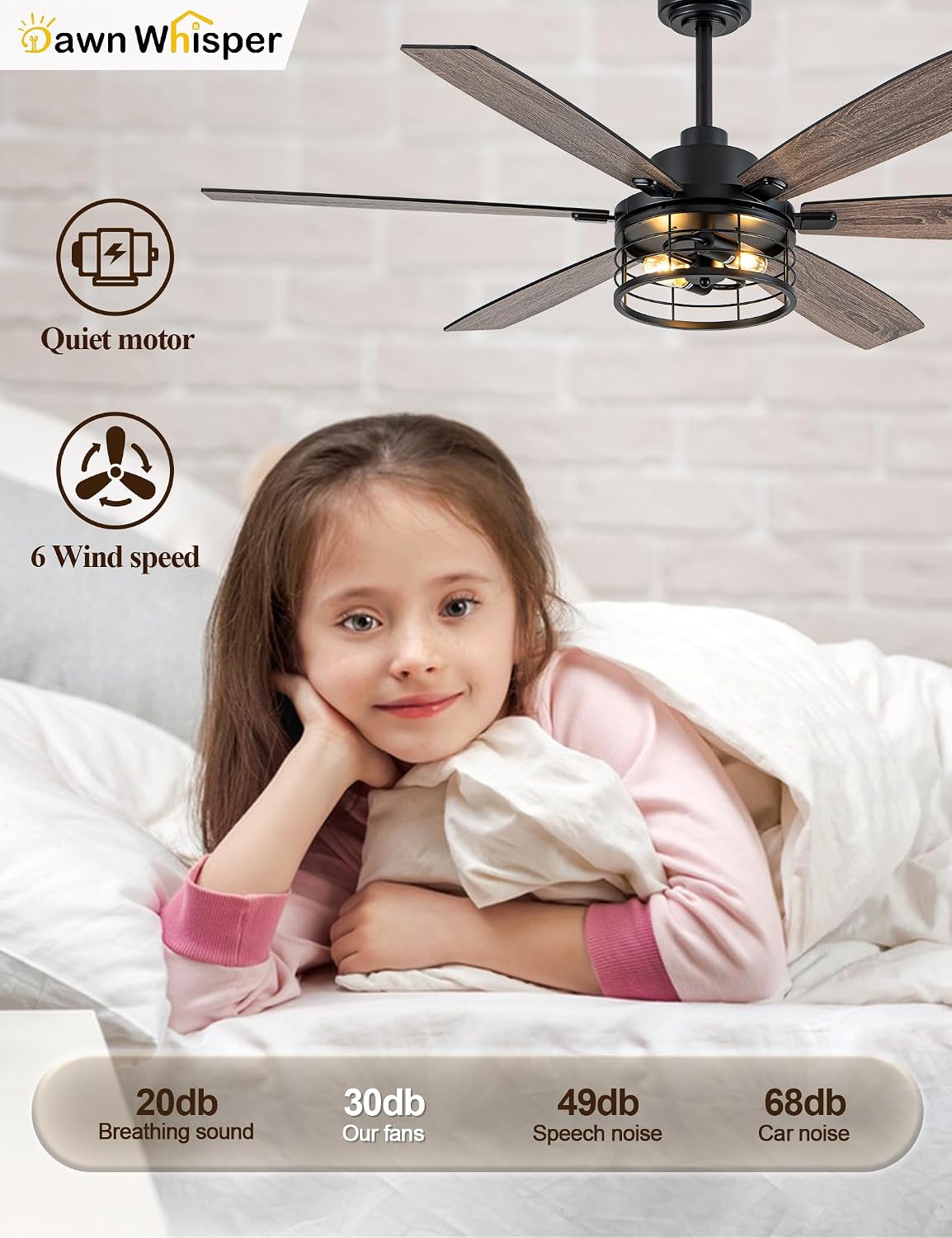 60 Inch Farmhouse Ceiling Fans with Lights Black Caged Rustic Industrial Chandelier Fans for Living Room Bedroom Quiet Reversible DC Motor 6 Speeds 6 Modern-Farmhouse Styles Dual-Finish Blade