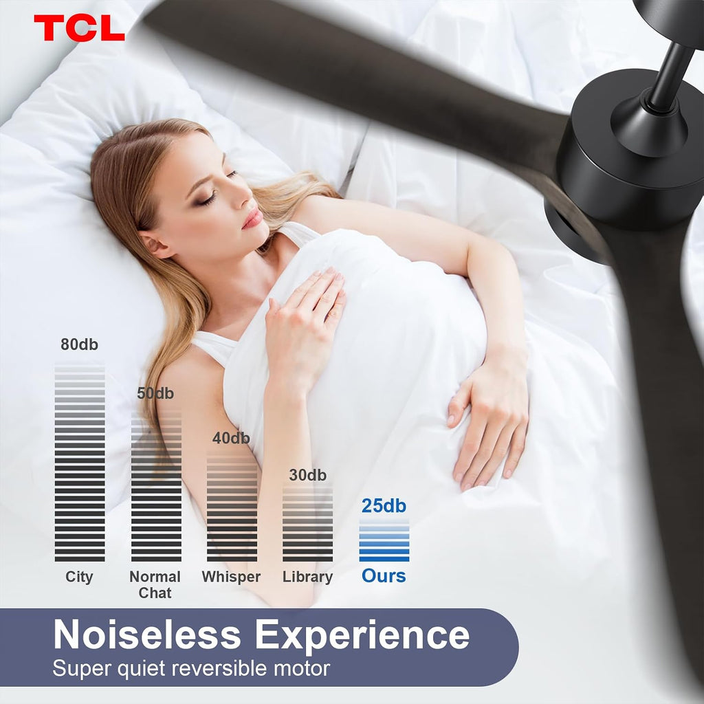 TCL Ceiling Fans with Light and Remote: 52 inch 3 Wooden Blades 3 Dimmable LED Fan for Room Indoor Modern Farmhouse Decor - 6 Speed Memory DC Reversible Fan Lights (Brown, 52 Inch)