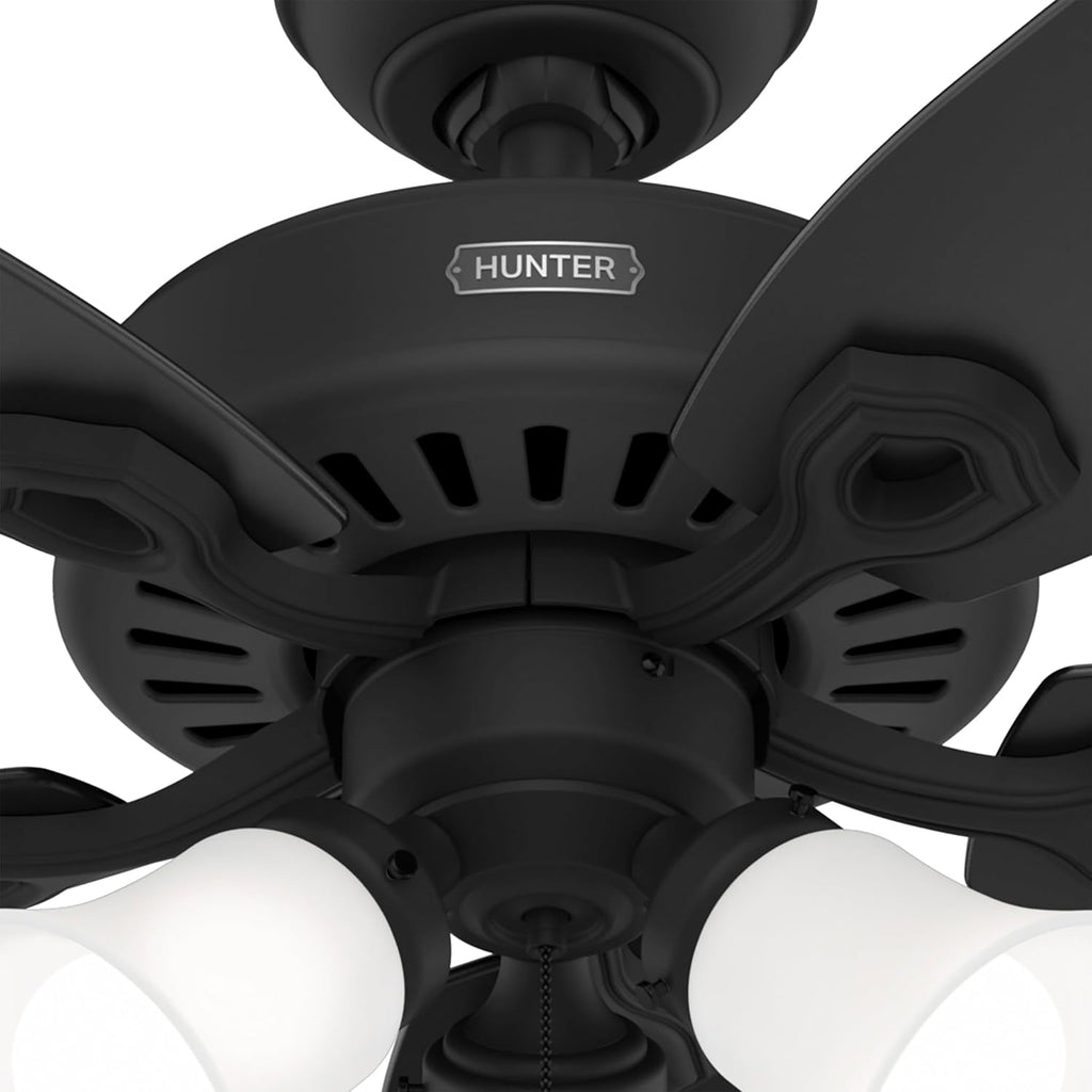 Hunter Fan 52 Inch Matte Black Indoor Ceiling fan with LED Light and Pull Chain for Bedroom, Living Room, Office, Basement, Kitchen, Dining Room (Renewed)