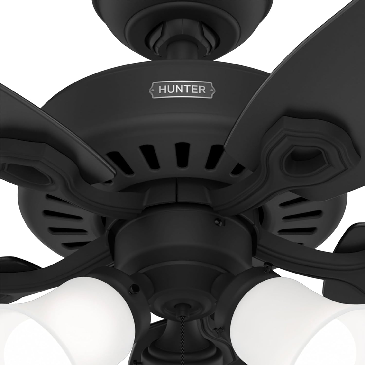 Hunter Fan 52 Inch Matte Black Indoor Ceiling fan with LED Light and Pull Chain for Bedroom, Living Room, Office, Basement, Kitchen, Dining Room (Renewed)