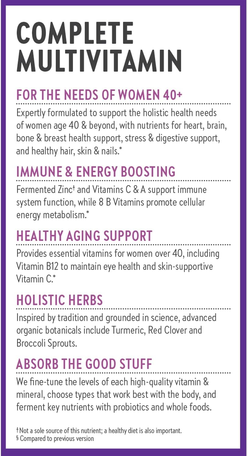New Chapter Women's Multivitamin 40+, Extra B6 & B12, Biotin for Hair Growth, D3, VIT C, Zinc for Immune & Stress Support, Gentle on an Empty Stomach, Non-GMO, Gluten-Free, 96 Tablets, (Pack of 2)