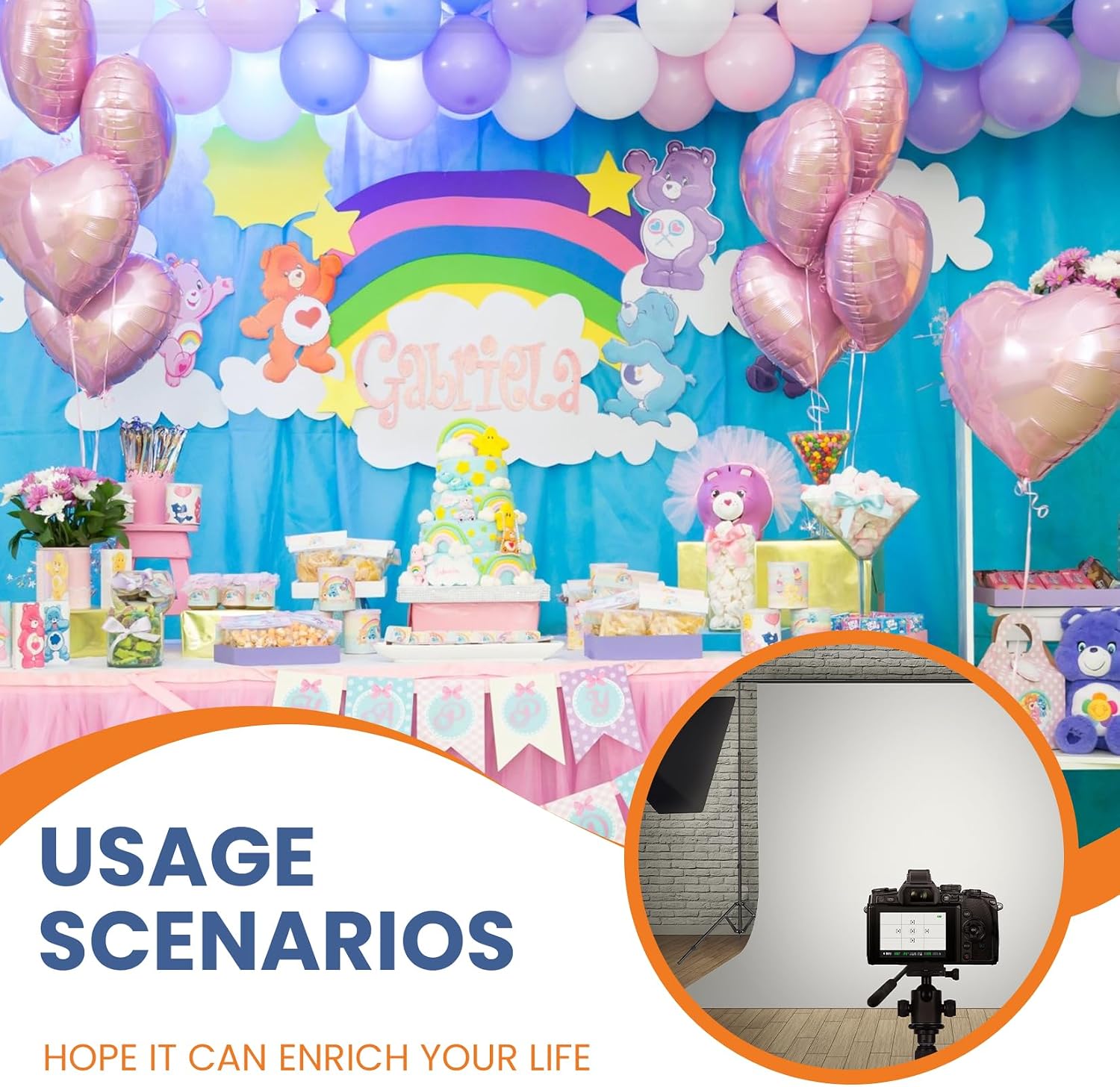 Jiang&Rong 8.5 x 30ft (H x W) Adjustable Photo Backdrop Stand Kit, Large Photography Background Stand with 308°Angle Rotatable Connector for Wedding, Birthday, Party