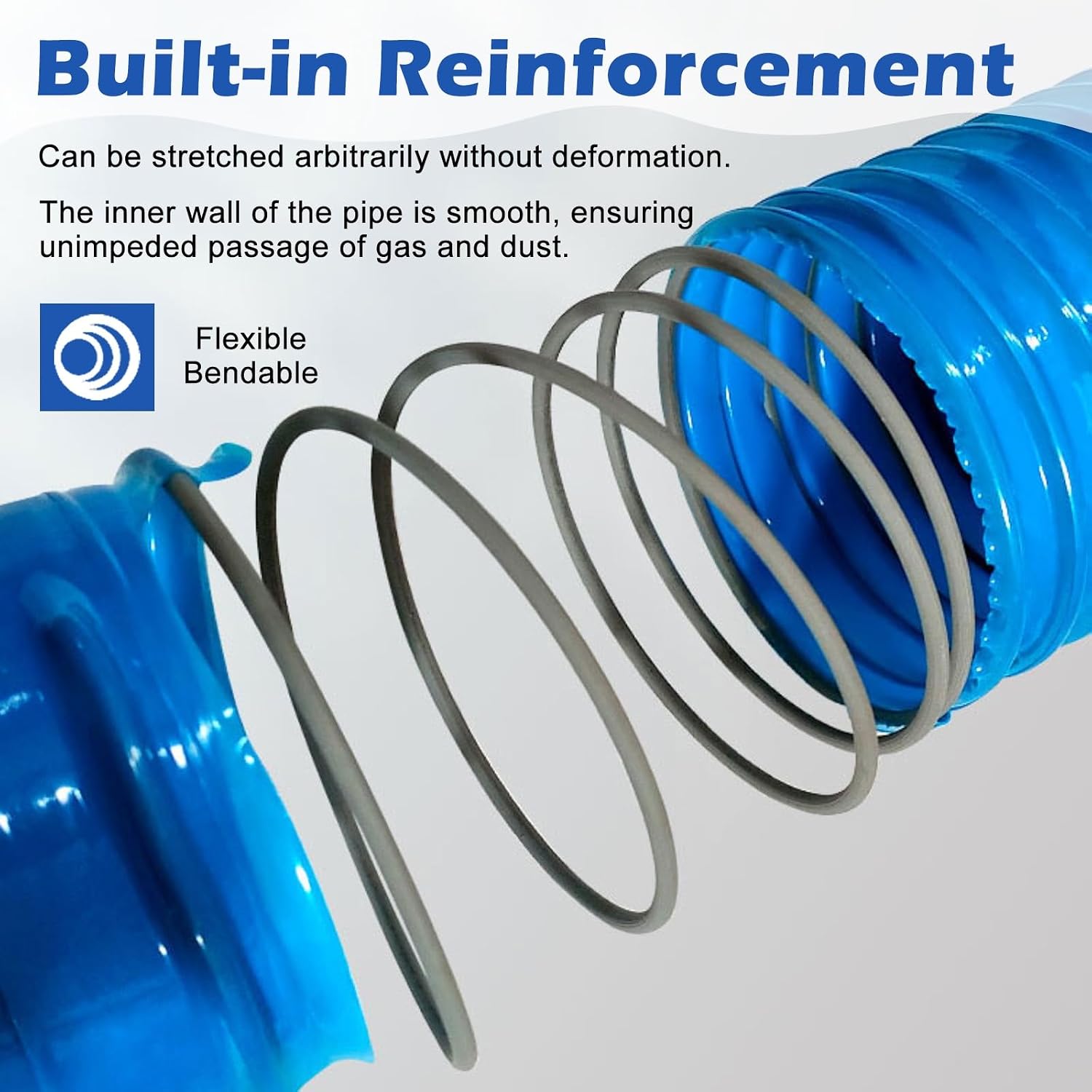 PVC Dust Collection Hose 2 3 4 5 6 7 8 10 12 Inch, Blue Flexible Dust Collector Tube for Woodworking Welding Extraction, Vent Duct with Sealing Clamp(L 10m(32.8ft),ID 30mm(1.2in))