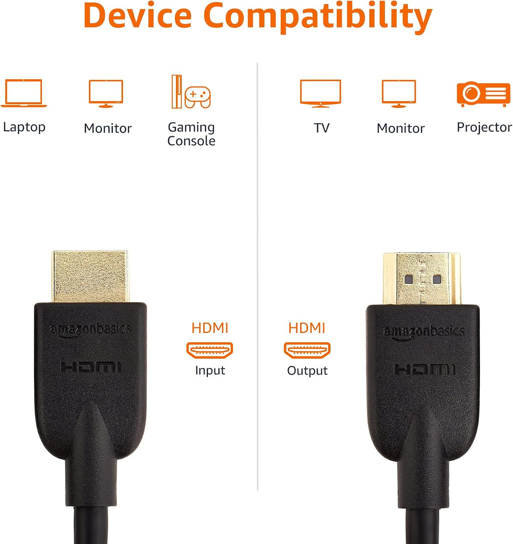 Amazon Basics High-Speed 4K Ultra HD HDMI 2.0 Cable for Blu-ray, 3 feet, Case of 90, 18 Gbps, 60 Hz, 2160p, 48 bit, Ethernet Ready, 3D, Black