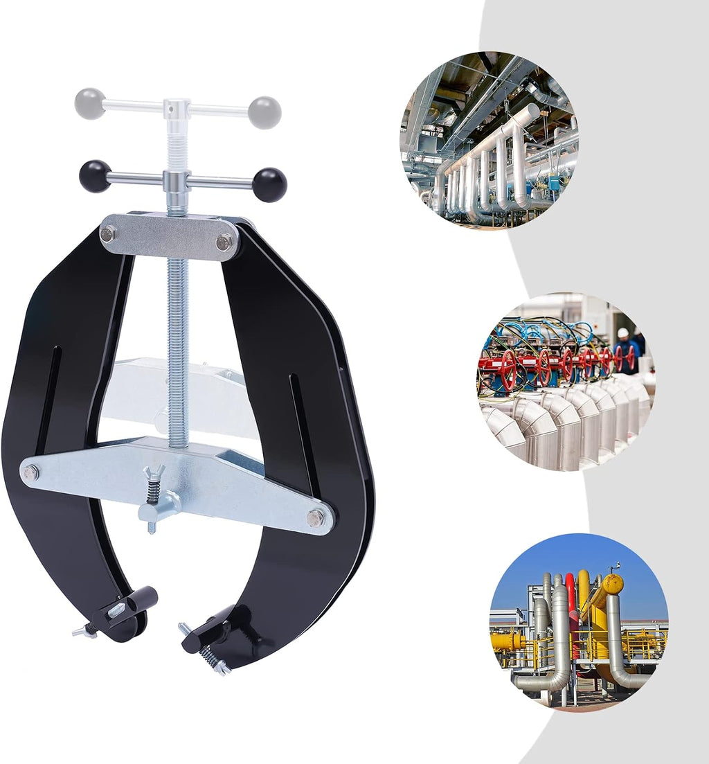 Heavy Duty Pipe Clamp Tool Steel Pipe Alignment Clamp with Screw for Construction Agriculture Machinery Ship, High Strength (5-12in)