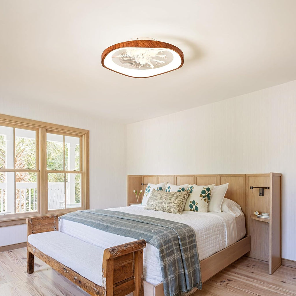 19.7' Modern Ceiling Fans with Lights and Remote, Dimmable Low Profile Ceiling Fan, Farmhouse Smart Bladeless Fandelier Flush Mount Ceiling Fan for Bedroom Dining Room