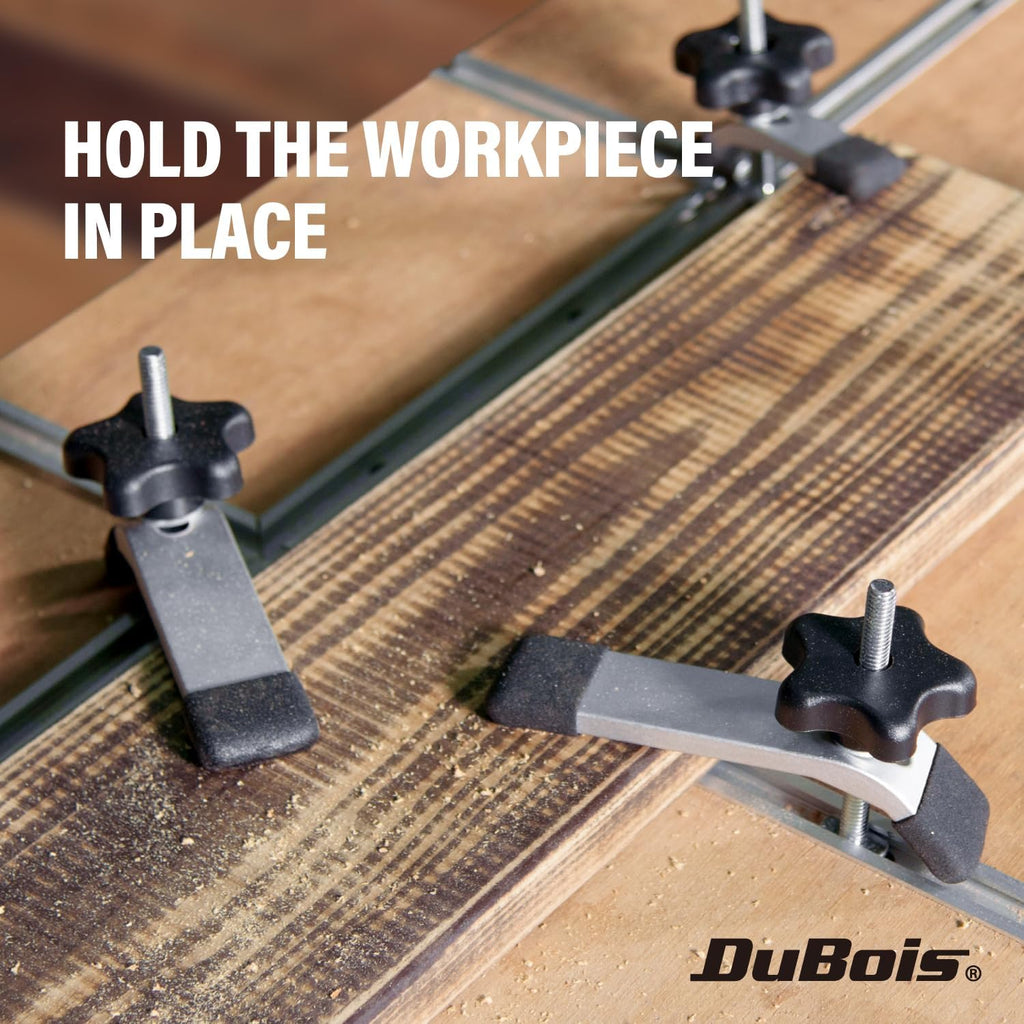 DuBois T Track Table Kit for 2' x 4' T Track Table Top & 2PK T-Track Hold Down Clamp, Inlcudes 6'x32 PCS Universal T Track & 4PK Hold Down Clamps for Woodworking, CNC Machine, Work Bench, Router Table