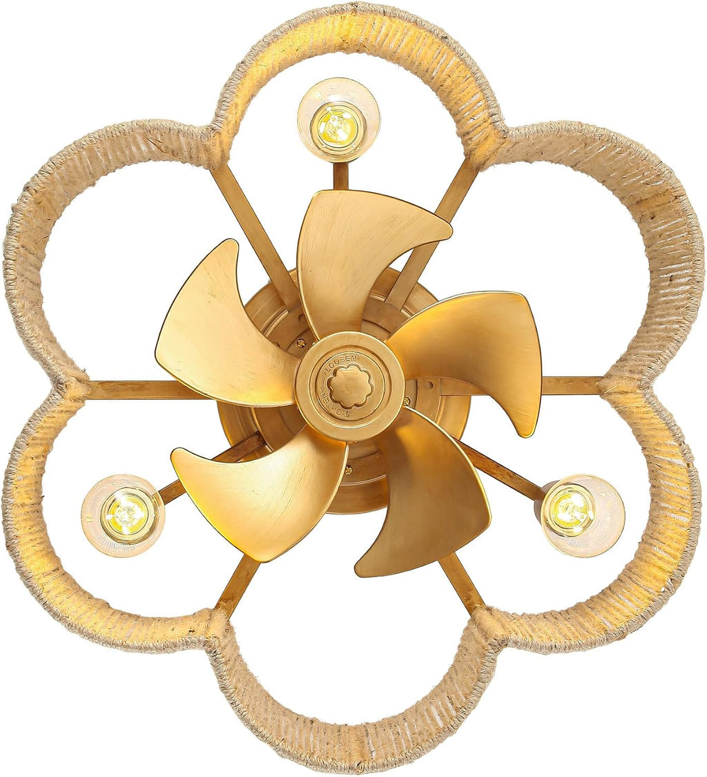 Parrot Uncle Gold Ceiling Fans with Lights and Remote, 21 Inch Low Profile Ceiling Fan with Smart APP Control, Flush Mount Ceiling Fan for Bedroom, 6-Speed DC Motor, Indoor Outdoor Use, Antique Gold