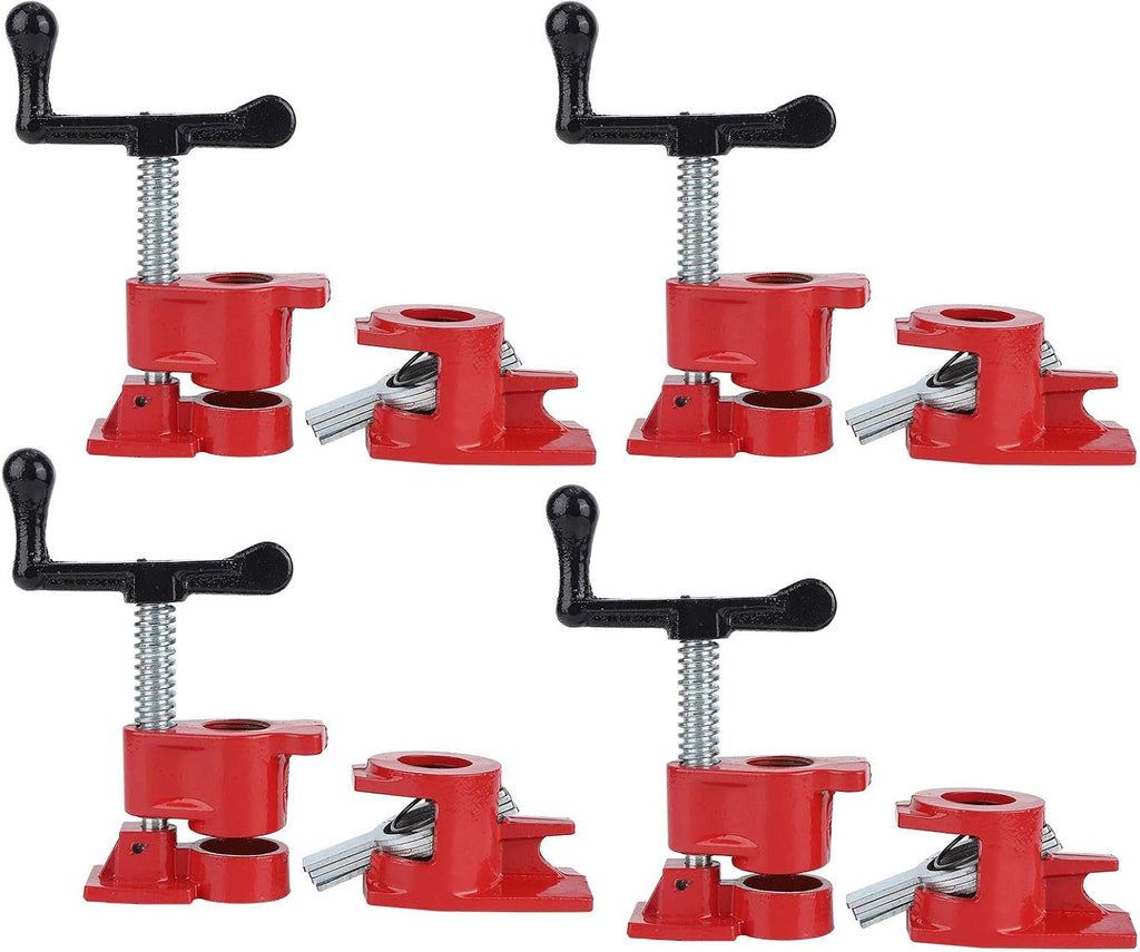 3/4 Inch Heavy Duty Wood Metal Pipe Clamp Set, Quick Release Wide Base Iron, 4 Pieces - Durable Cast Iron, Ergonomic Handle, Ideal for Woodworking and Cabinetry