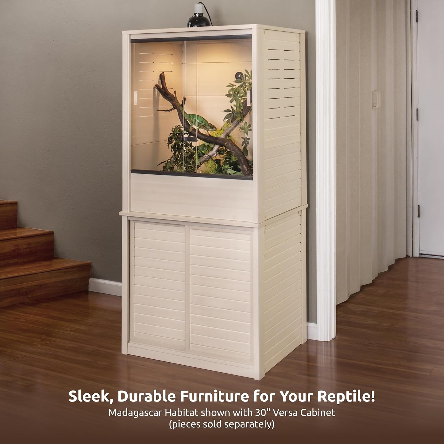 New Age Pet ECOFLEX Vertical Reptile Terrarium, Tall Climber Arboreal Habitat for Chameleons, Geckos & Lizards in ECOFLEX Material, Easy Access, Maple