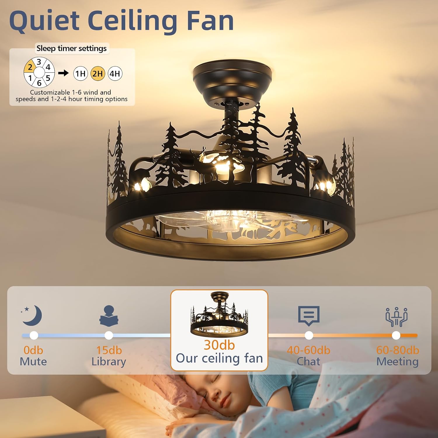 Rustic Ceiling Fans with Lights, 23' Deer Antler Ceiling Fan with Light, Adjustable Height, Rustic Farmhouse Ceiling Fans for Living Room, Bedroom, Hallway, Entryway Lighting