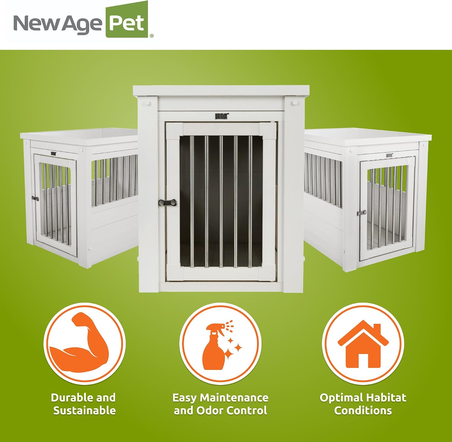 New Age Pet ecoFLEX Pet Crate/End Table, Medium, Antique White, Model:EHHC404M