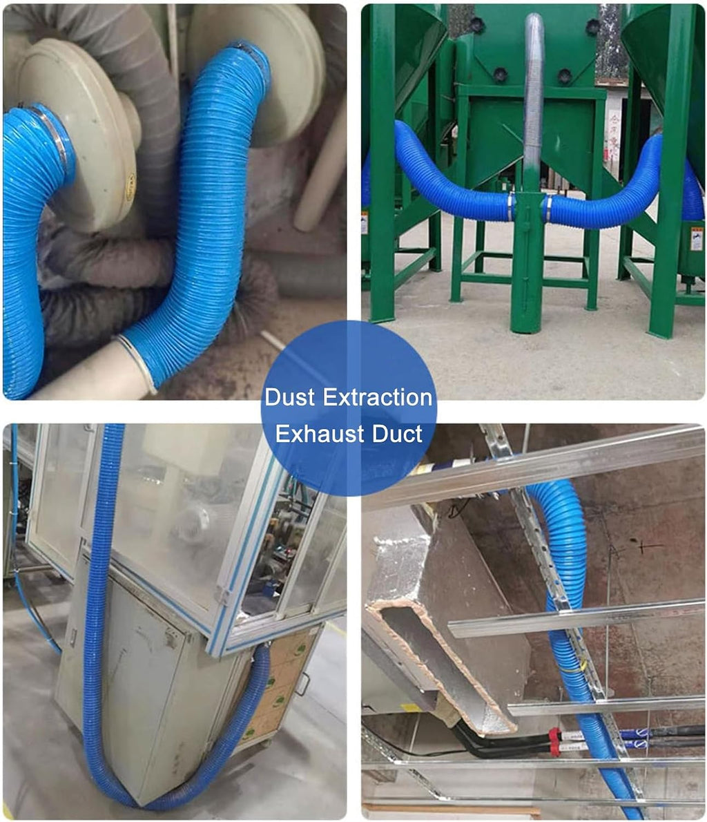 PVC Dust Collection Hose 2 3 4 5 6 7 8 10 12 Inch, Blue Flexible Dust Collector Tube for Woodworking Welding Extraction, Vent Duct with Sealing Clamp(L 10m(32.8ft),ID 30mm(1.2in))