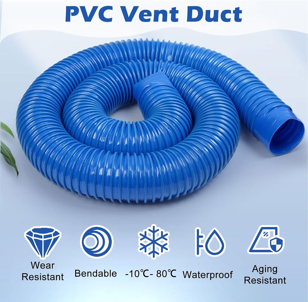 PVC Dust Collection Hose 2 3 4 5 6 7 8 10 12 Inch, Blue Flexible Dust Collector Tube for Woodworking Welding Extraction, Vent Duct with Sealing Clamp(L 10m(32.8ft),ID 30mm(1.2in))