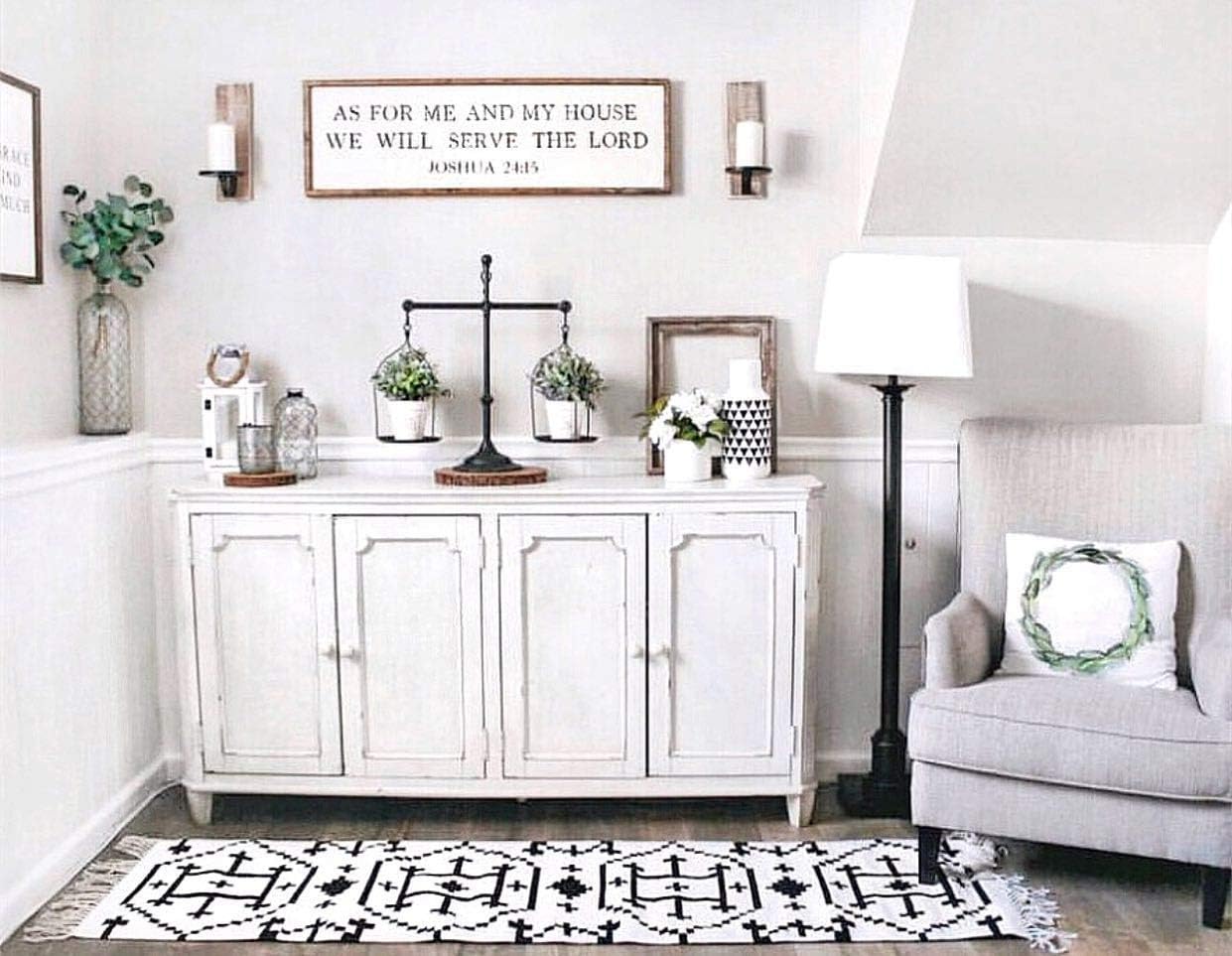 Signature Design by Ashley Mirimyn Distressed 4-Door Accent Cabinet or TV Stand, Antique White