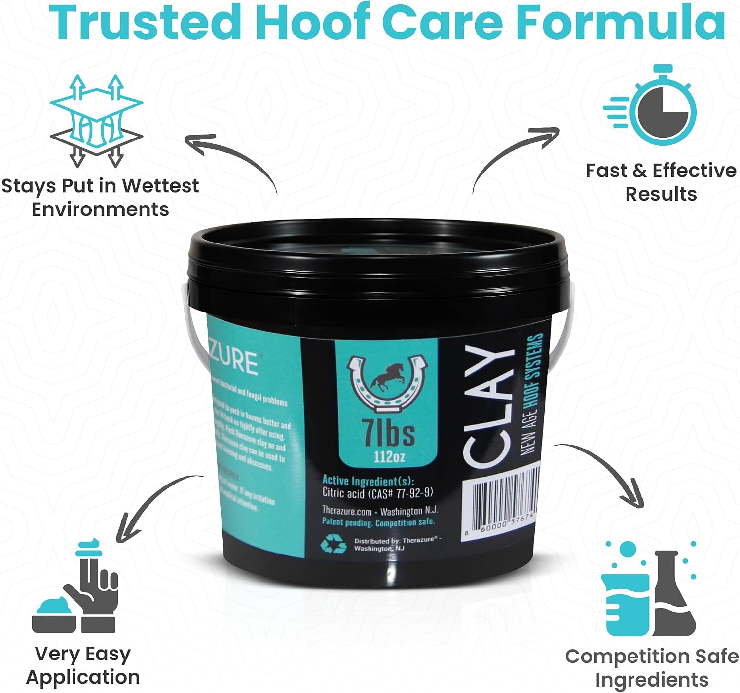 *New Heat Resistant Formula* Horse Hoof Thrush Treatment Clay and White Line Equine Care: Effective on Horses, Cows, Goats, Sheep, Pigs and All Hooved Animals-7lb Bucket