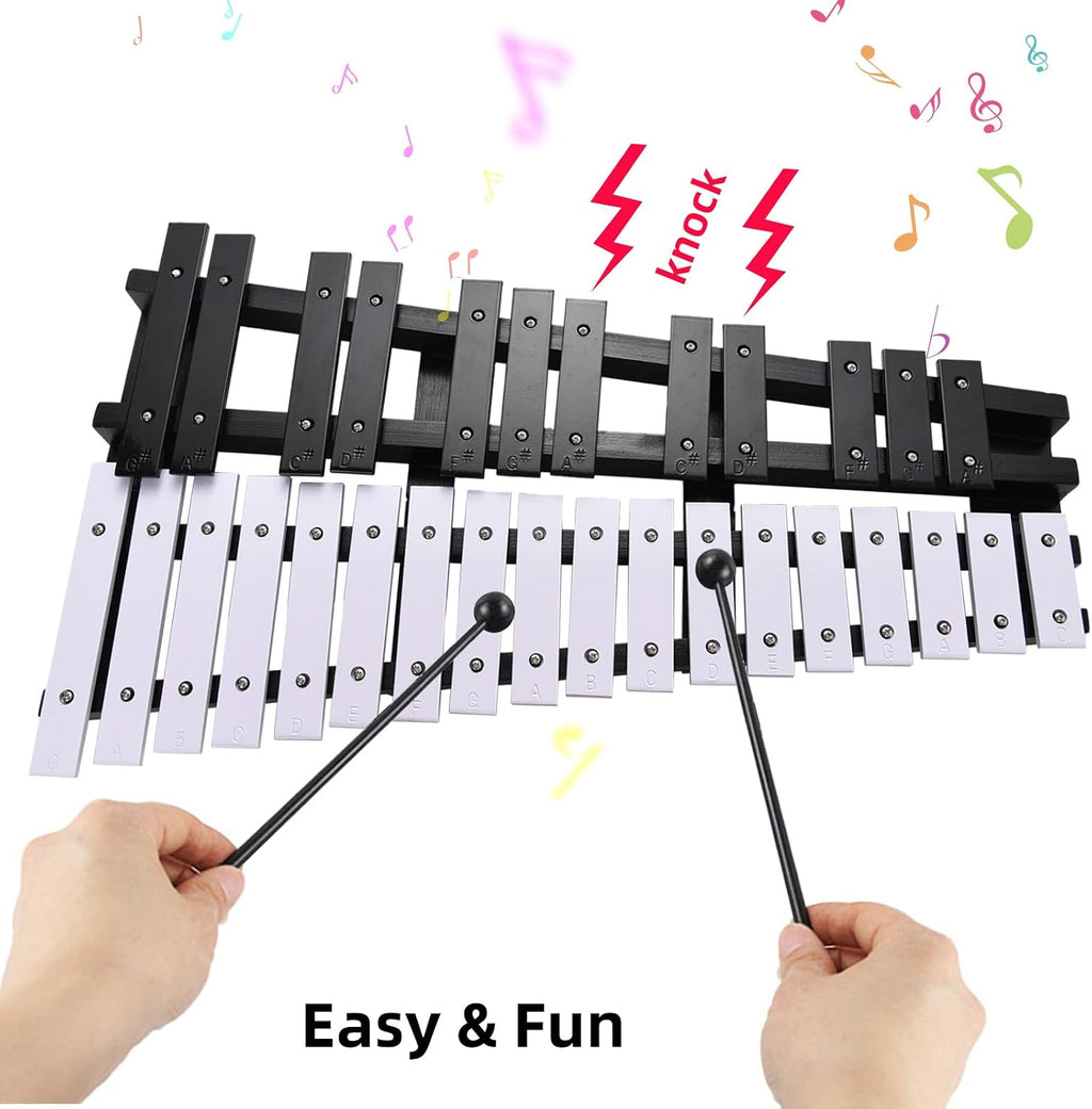 Foldable Glockenspiel Xylophone, 30 Note Glockenspiel, Xylophone 5mm Thickness Aluminum Bars Percussion Musical Instrument with Carrying Bag 2 Mallets Gift for Beginners Students