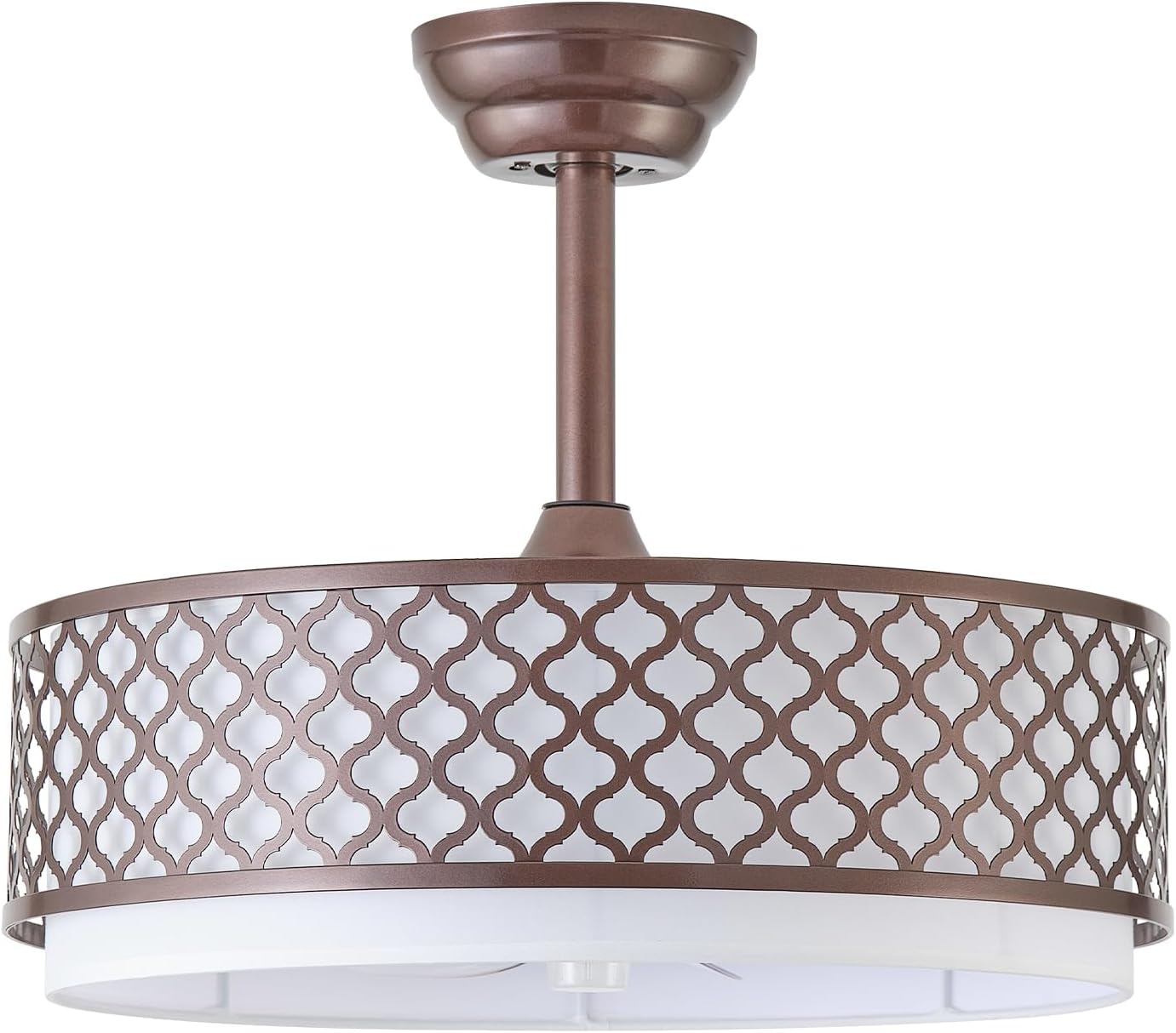20' Brown Fandelier Ceiling Fan with Lights, Rustic Farmhouse Caged Ceiling Fan with Light Remote Control, Rattan with 6 Speeds for Bedroom, Nursery, Living Room