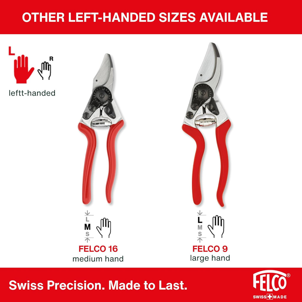 FELCO 6 ELITE Pruning Shears – 7.7' Swiss-Made Garden Clippers with Leather-Wrapped Handle for Medium Right Hands | Hand Pruners for Gardening | Garden Tool Cutter with Bypass Blade, Aluminum Body